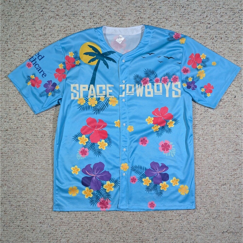 Sugar Land Space Cowboys Hawaiian Jersey Shirt #22 Floral MiLB Adult XL SGA 2022